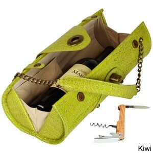 NEW PICNIC AT ASCOT Wine Carrier & Purse | Lime Green Crocodile-Embossed